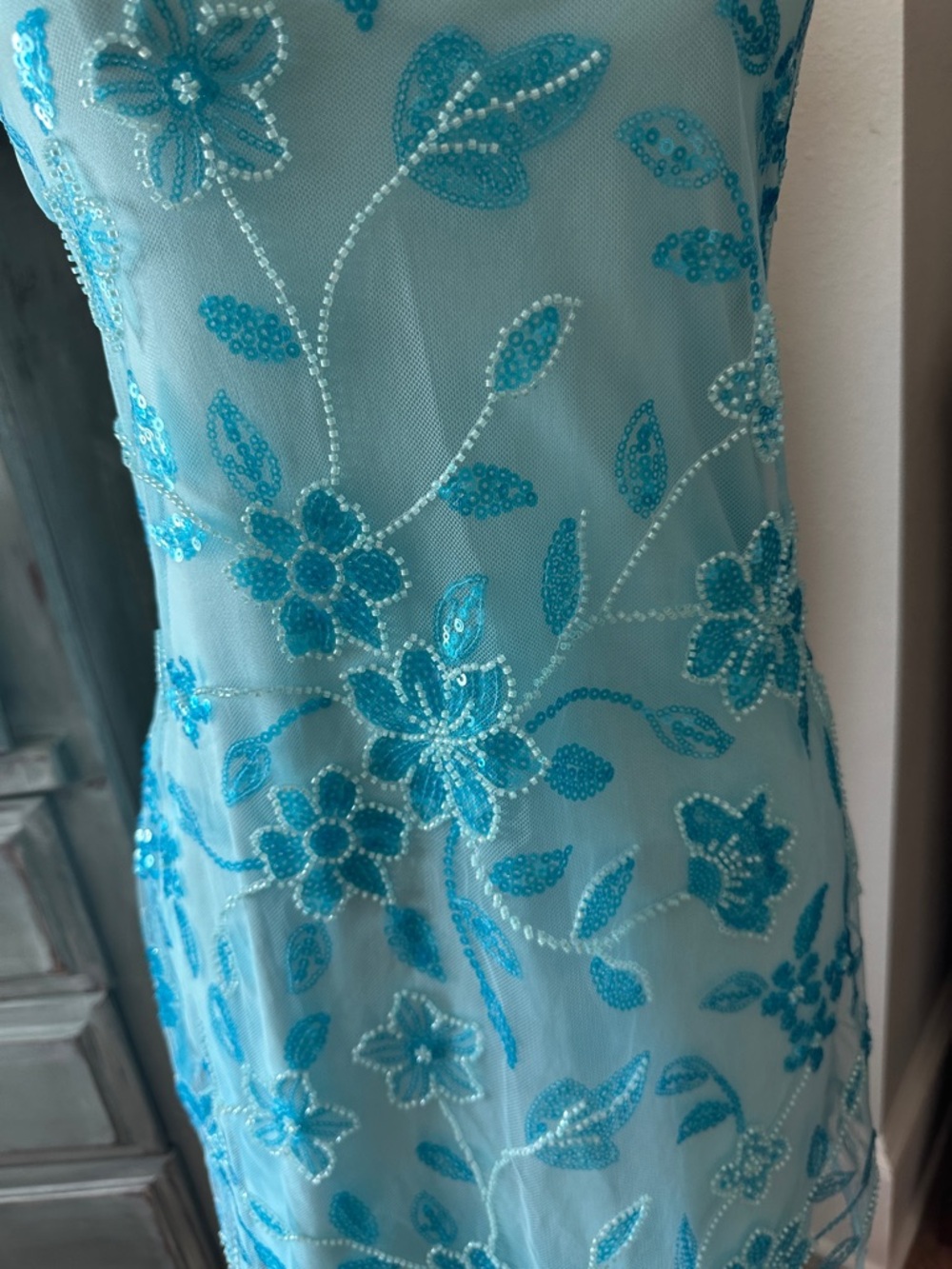 Peppermayo Tiffany Blue Strapless Sequin Mini Dress - Picture 8 of 13